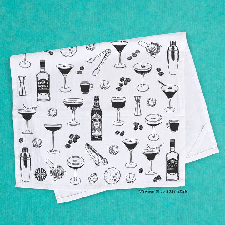 Espresso Martini Tea Towel - 100% Premium Cotton Kitchen Dish Cloth for wholesale by Sween Shop
