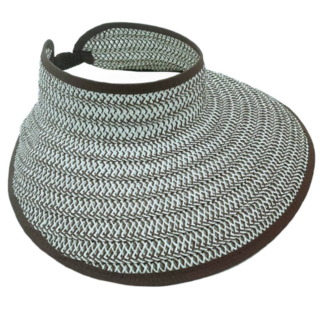 Fashion City - Wholesale Visor - Women's - Two Tone Straw Texture Sun Visor8
