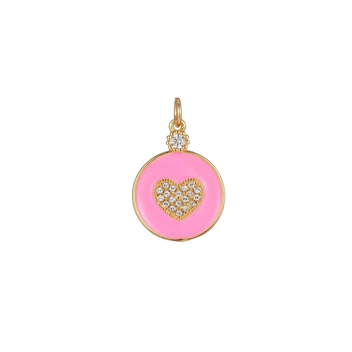 Aim Eternal – wholesale Individual charm/pendant – Dainty Gold Filled Coin Enamel Charm with Micro Pave Heart For Colorful Candy Jewelry Y2K Jewelry M-438 - M-4475