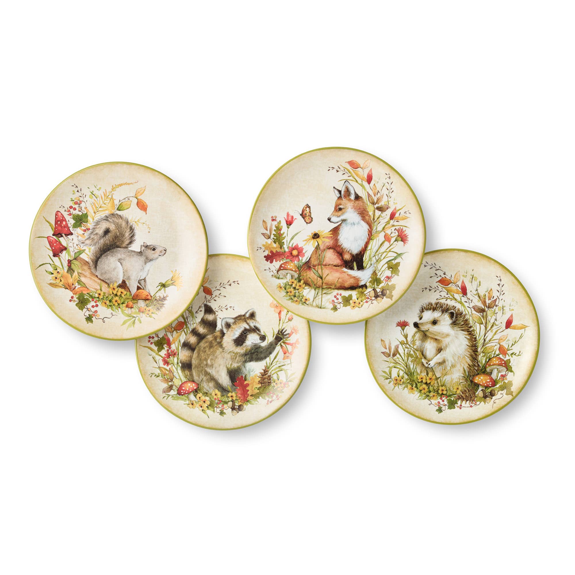Certified International - Wholesale Appetizer Serveware - Woodland Critters Fall Dessert Plate 9in asst.4