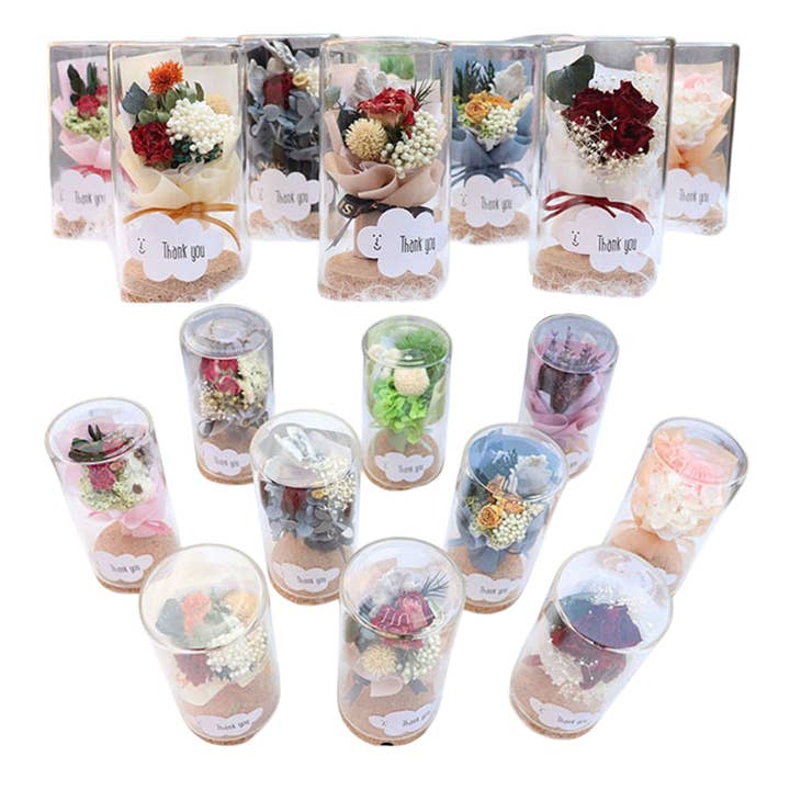 ASSORTED Mix Artificial Flower Bouquet With Cork Bottom Case FN019 (12PC) for wholesale on Faire2