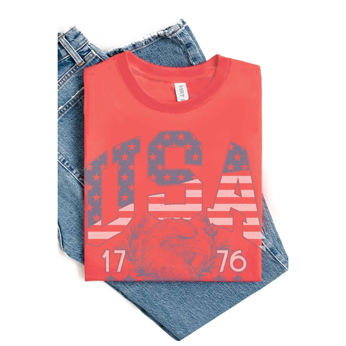HRTandLUV – wholesale T-shirt (graphic) – women's – USA 1776 WASHED GRAPHIC TEE3