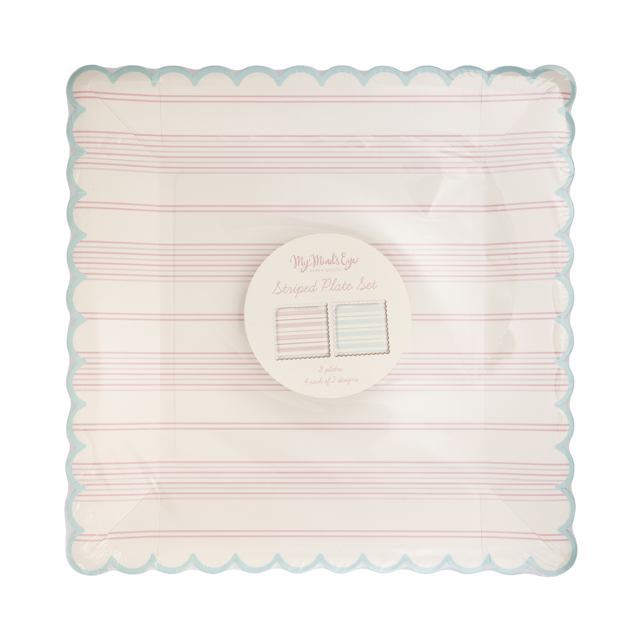 My Mind’s Eye - Wholesale Disposable Plate - SPR1043 - Pastel Striped Paper Plate Set0