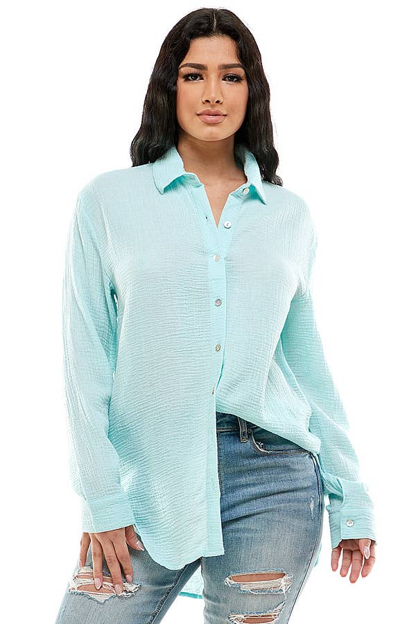 Veracci – wholesale Tröja med knappar – Dam – Dubbel gasväv Weekend Button-Down skjorta4