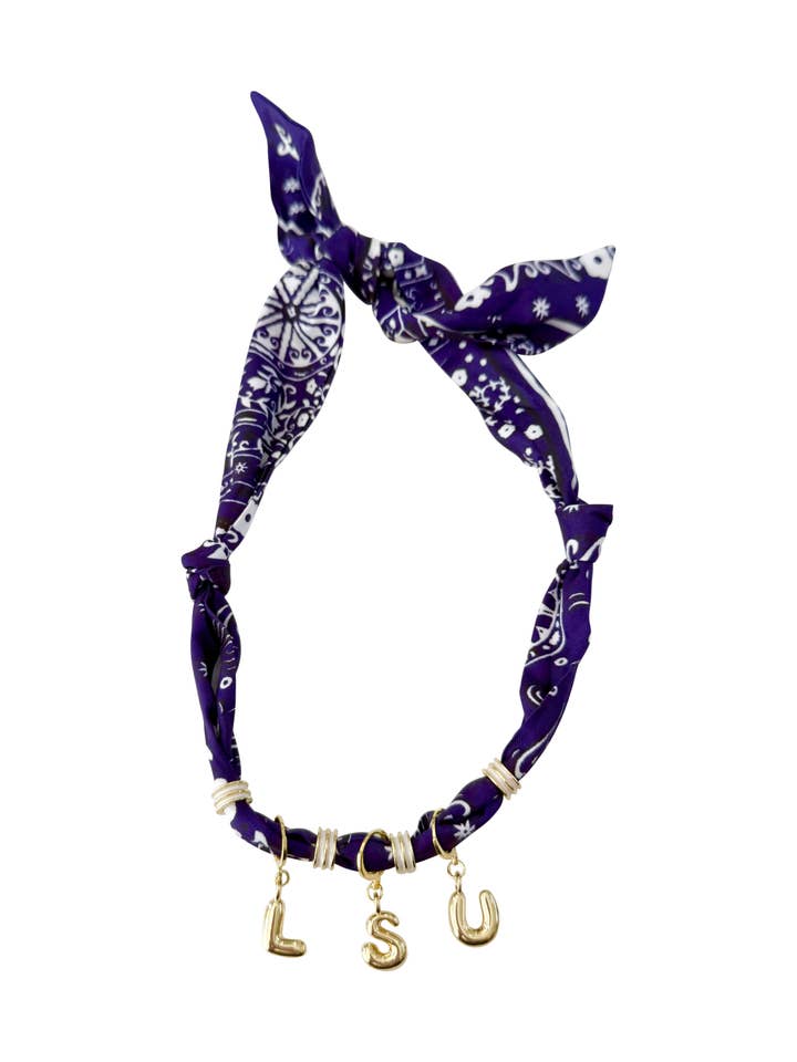 Collana con sciarpa a lettere a bolle per il giorno del gioco viola per la vendita all'ingrosso da parte di Gemelli