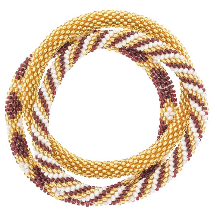 Roll-On® Bracelet Game Day Set of 3 - Burgundy and Gold for wholesale by Aid Through Trade