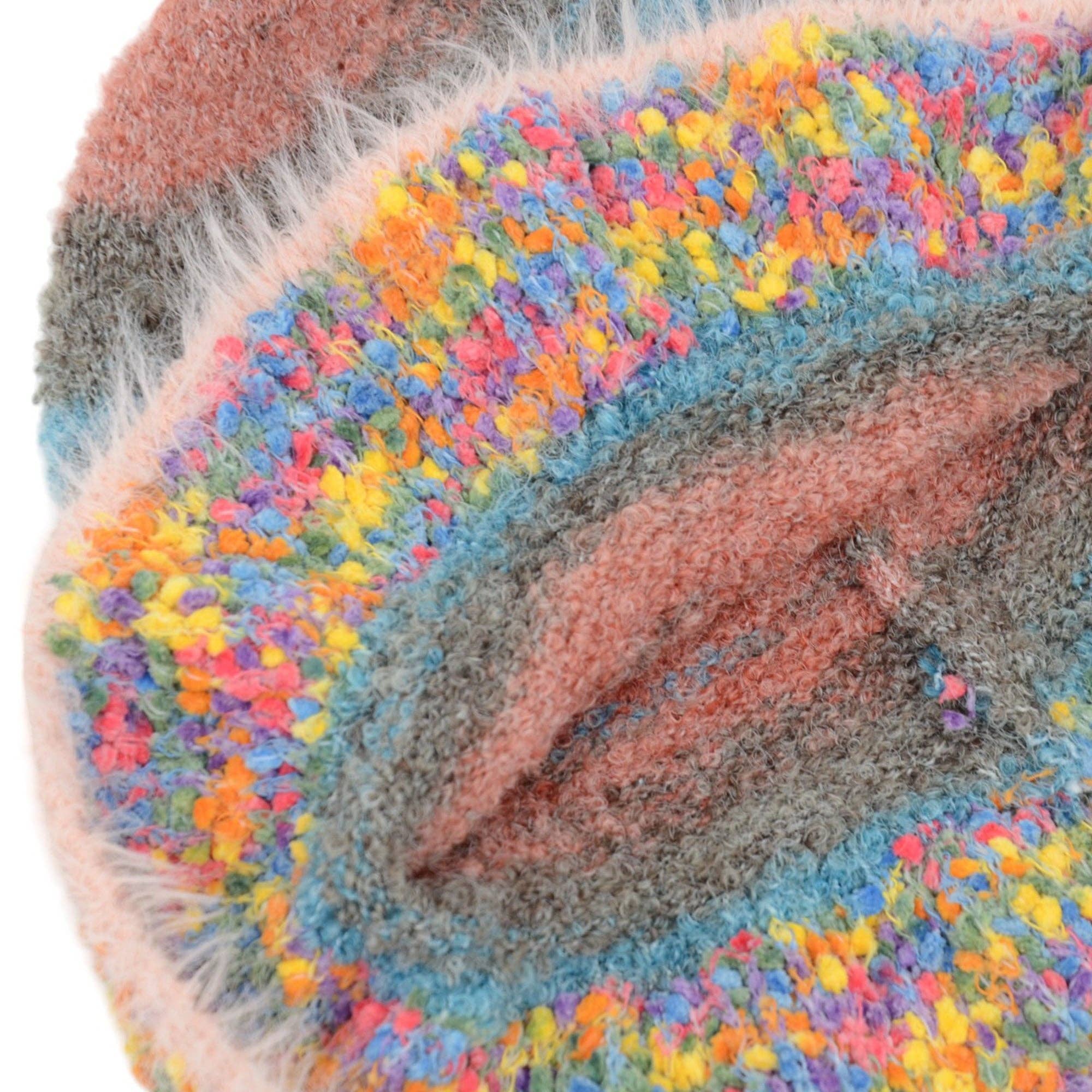 AK Brand – wholesale Bucket hat – Women's – Colorful Striped Knit Bucket Hat Fluffy Winter Fisherman Hat11