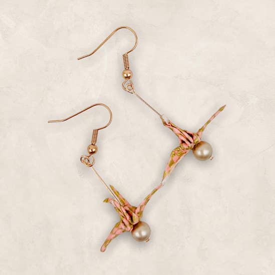 Origami jewelry crane earrings with Swarovski/Preciosa for wholesale by Kawaii München