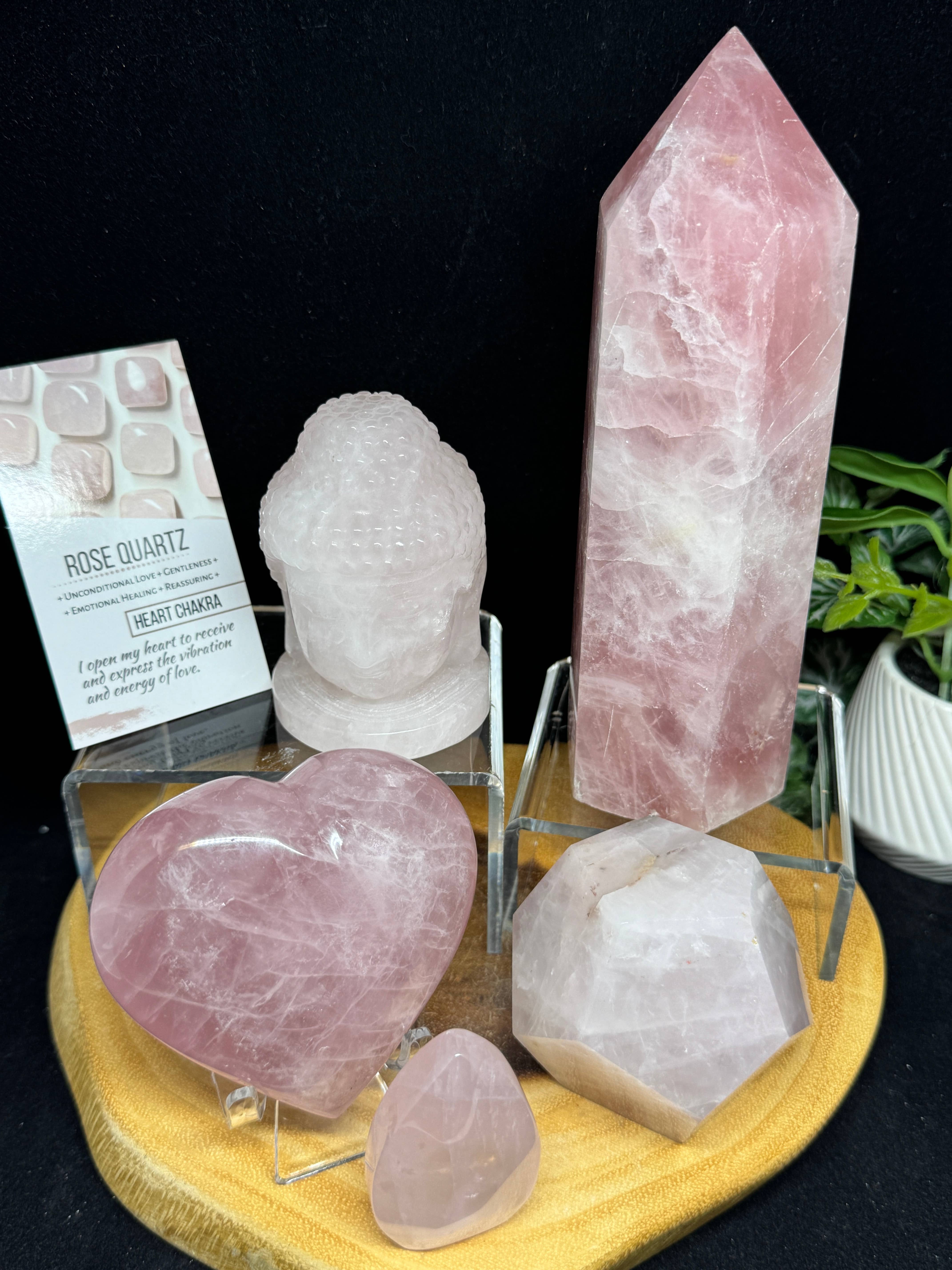 The 7 Directions - Venta al por mayor Piedras/cristales espirituales - Paquete de 5 piezas de torre de cuarzo rosa con corazón de Buda 23F10