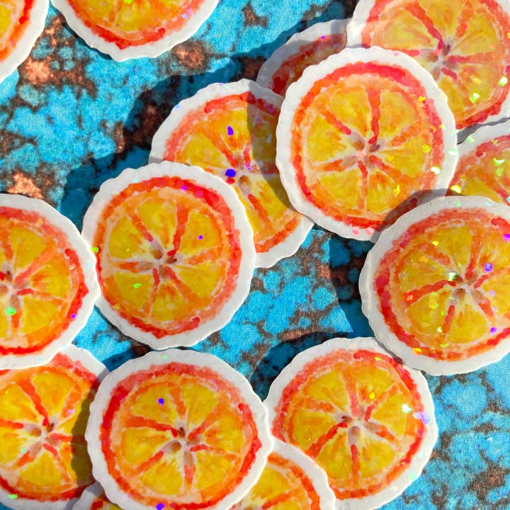 Mini oranje glitter stickers voor wholesale door stickersbyjodi