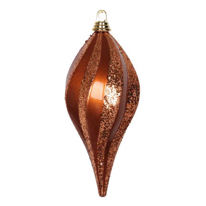 Vickerman 12'' Copper Glitter Swirl Drop Christmas Ornament for wholesale by Vickerman