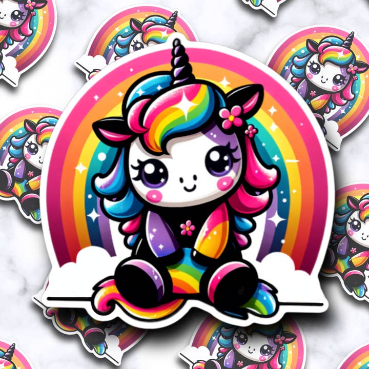 Holografischer Glücklicher Einhorn-Aufkleber für den Großhandel von Misty Anthony Designs