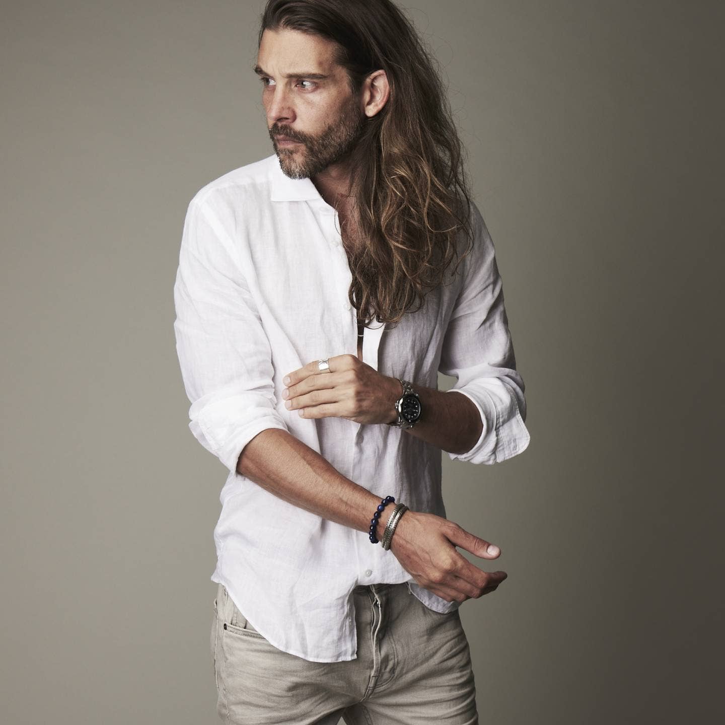 Bhoma - Mens Designer Jewelry - Wholesale Jewelry Set - Friday Stack: Mens Blue Kyanite Beaded & Sterling Silver Bracelet Stack6