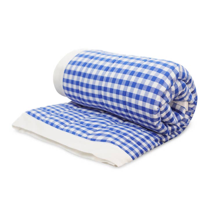 Amore Beauté - Wholesale Quilt - Blue White Gingham Cotton Quilt and Shams, Multiple Sizes