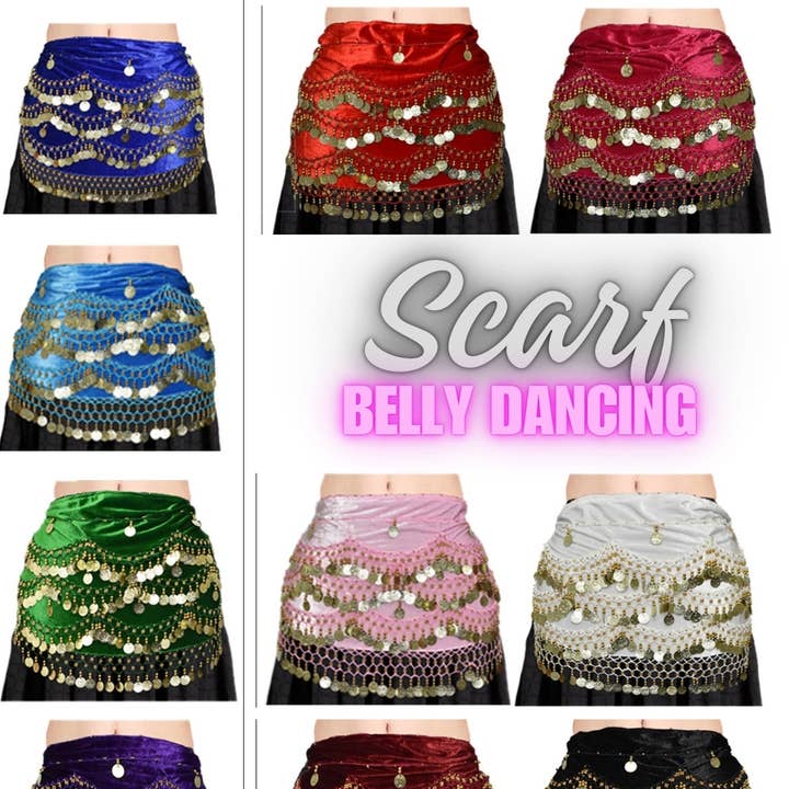 Women Belly Dancing Accessories Golden Coin 3 Row Scarf 10Pc and other Purchase Wholesale belly dance hip scarf. Free Returns & Net 60 Terms on Faire trending on Faire.