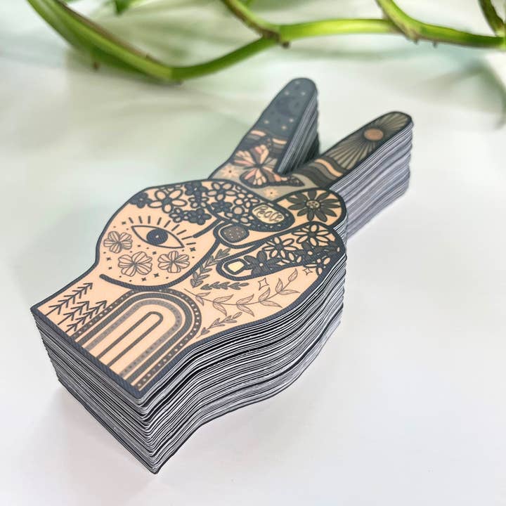 Mindful over Mind Full - Wholesale Sticker - Peace Hand Sticker | Retro Sticker | Hippie Sticker3