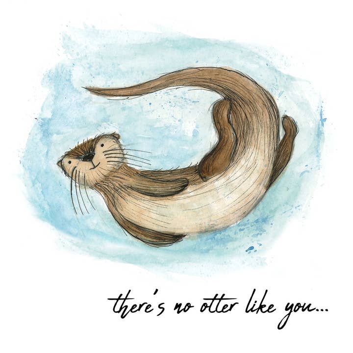 No Otter Like You Blue Greetings Card for wholesale by Catherine Redgate: Illustrator