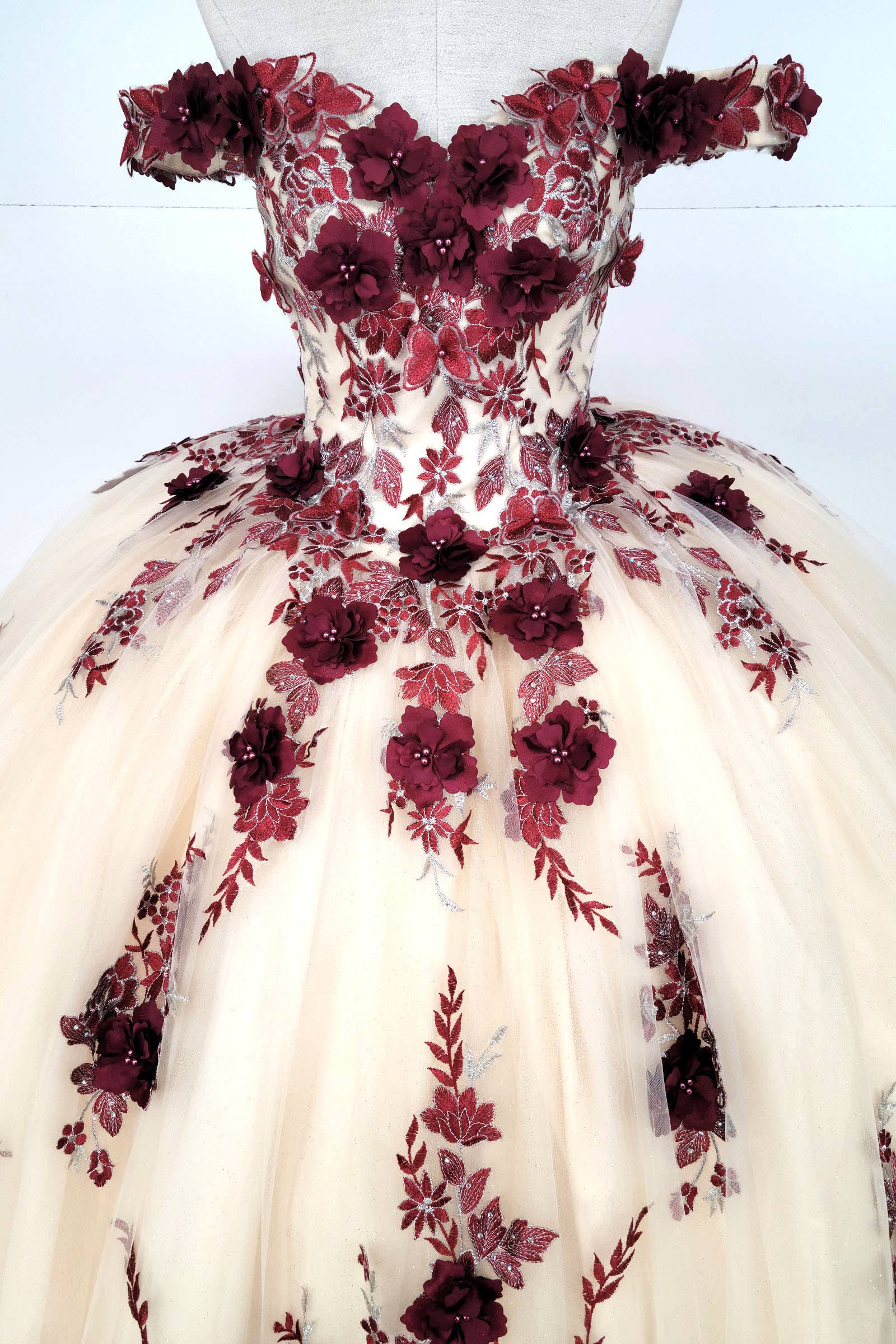 Chicas - Wholesale Dress - Women's - Off the Shoulder Nude Quinceanera Dress CHF31118