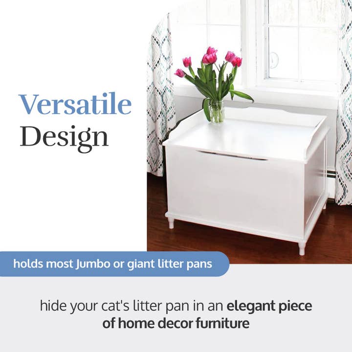 Designer Pet Products, LLC – wholesale Kattlåda – Vit jumbo kattlåda - dold kattlådeenhet4