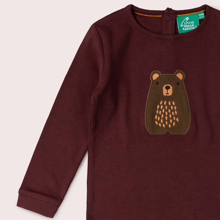 Brown Teddy Bear Applique Long Sleeve T-Shirt for wholesale on Faire4