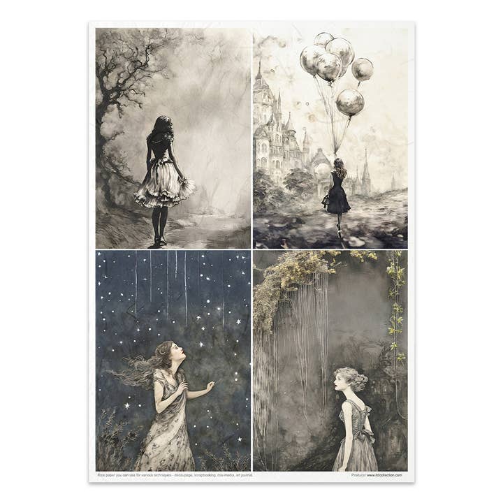 ITD Collection - Vendita all'ingrosso Attrezzature per lavoretti e fai da te - RP080 - Set Creativo Carta di Riso - 11 pezzi x A4 / 21x29,7 cm