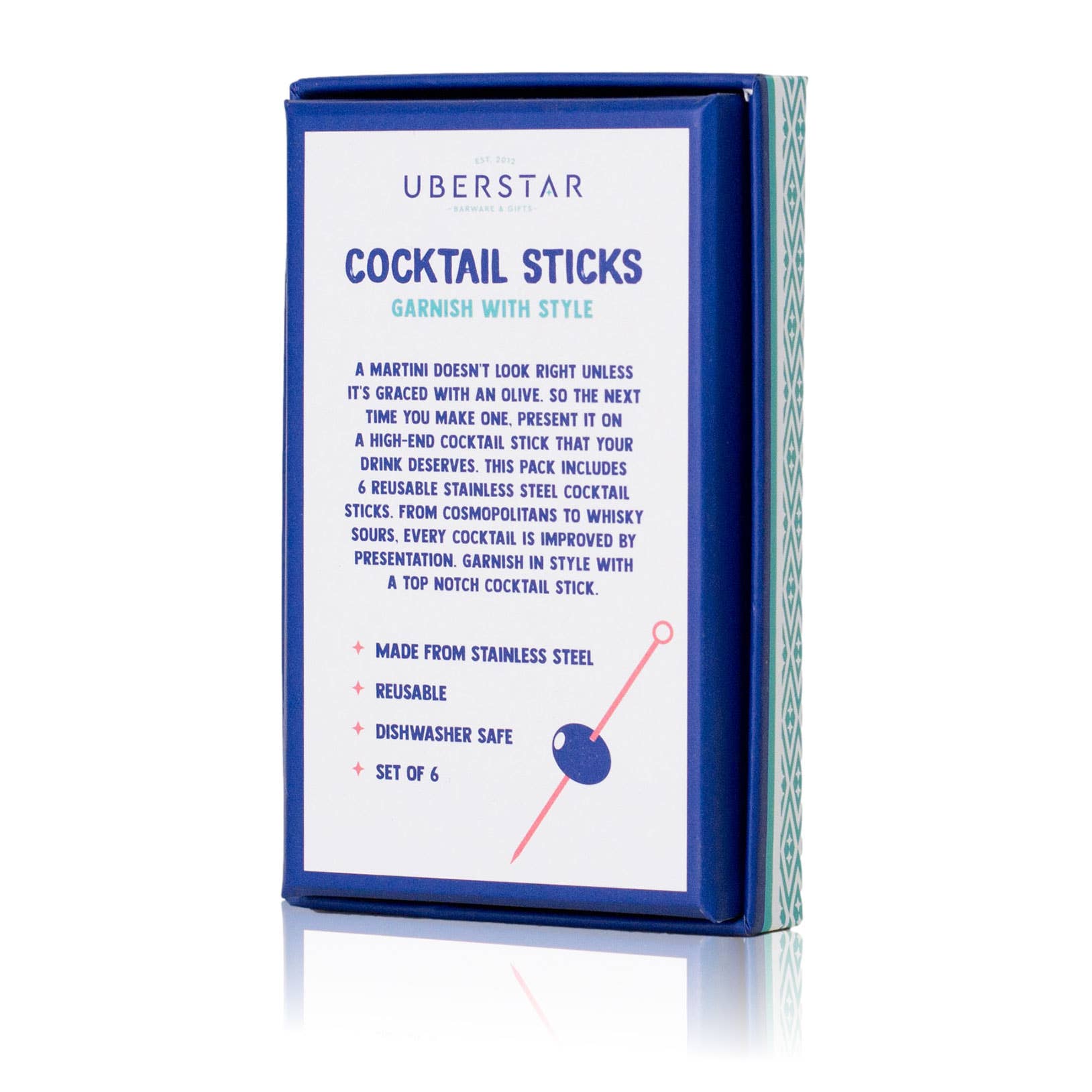 UBERSTAR – Palito de coquetel por atacado – Conjunto de 6 Palitos de Aço Inoxidável para Coquetéis10