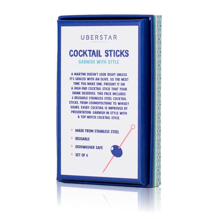 UBERSTAR – Palito de coquetel por atacado – Conjunto de 6 Palitos de Aço Inoxidável para Coquetéis10