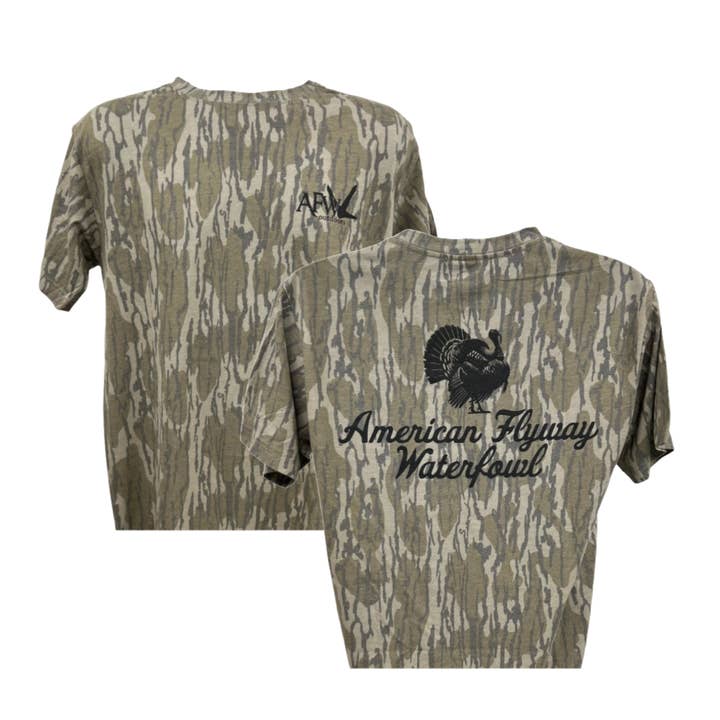 American Flyway Waterfowl - Wholesale Screen Printed T-Shirt - Unisex - AFW Outdoors Turkey Mossy Oak Tee