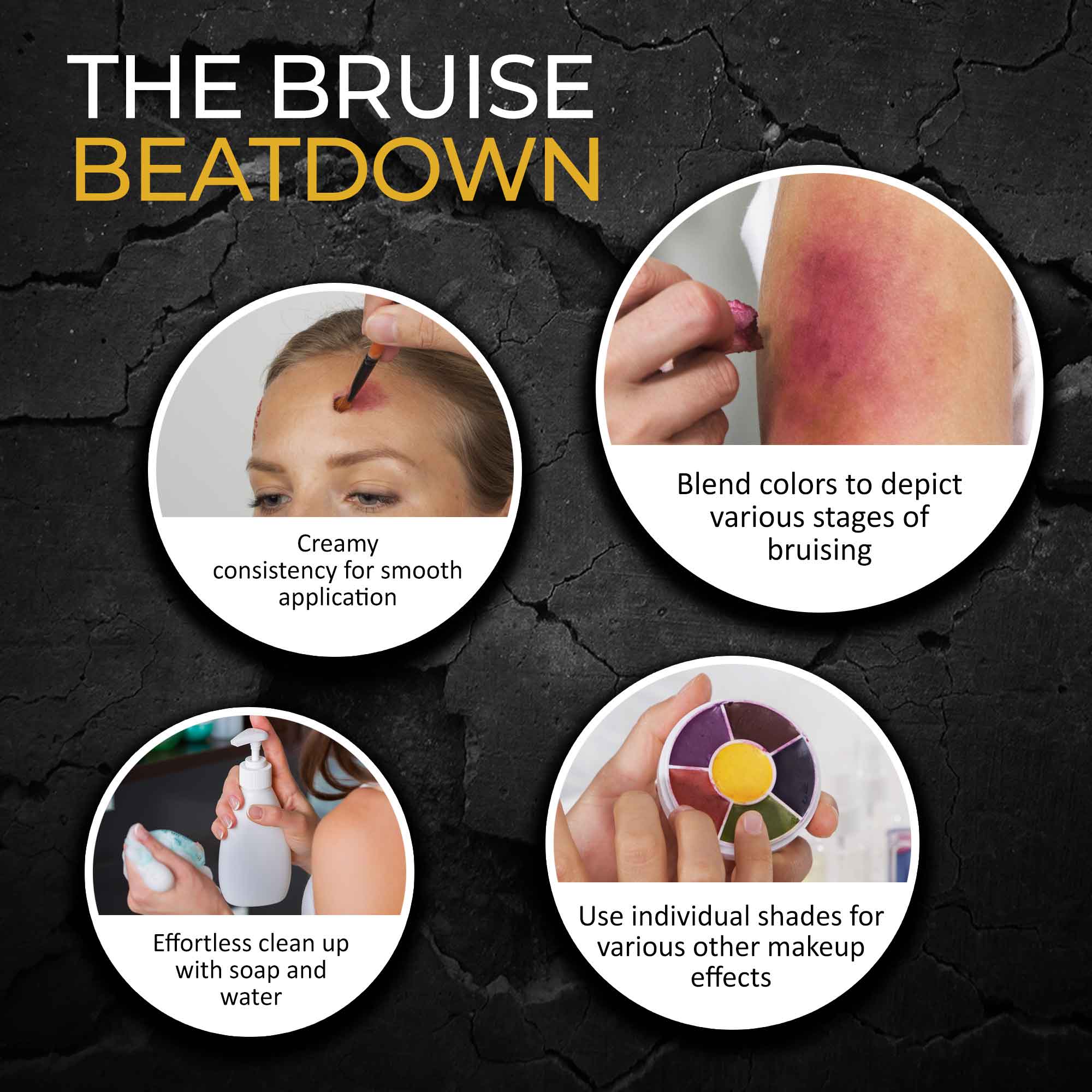 Narrative Cosmetics - Wholesale Face Paint/Play Makeup - Kids - 6 Color Bruise Wheel Professional SFX Cream Makeup5