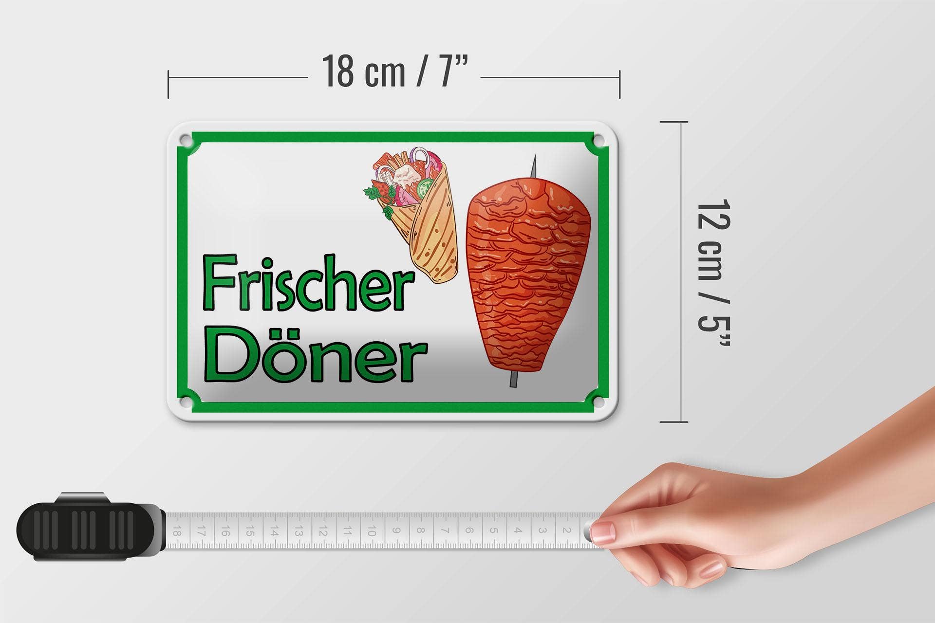 Femer - Vente Pancarte - Panneau en étain avec note, 18 x 12 cm, Fresh Doner, décoration de restaurant4