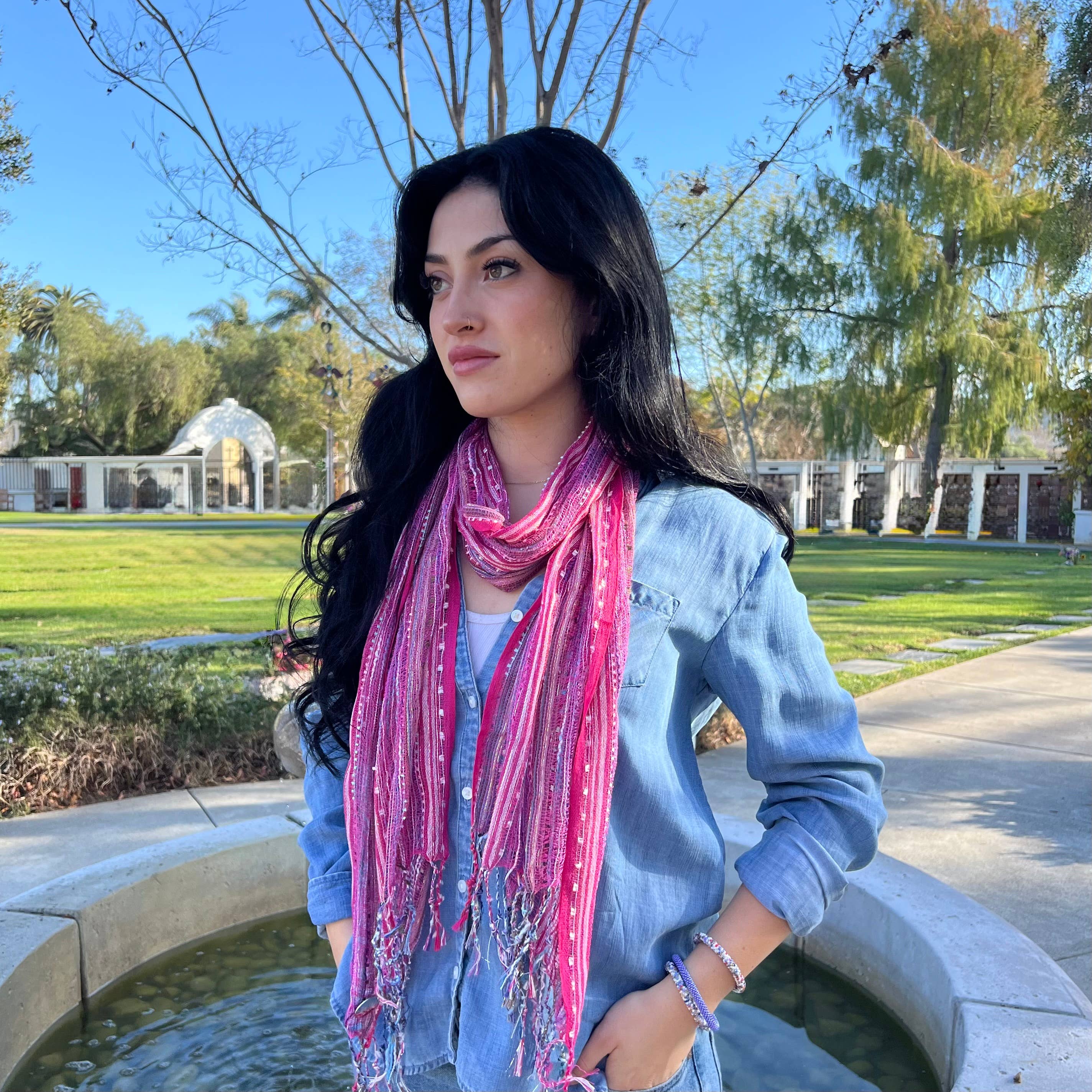 Humble Hilo – wholesale Scarf – Women's – Humble Hilo Multicolored Thread Artisan Scarf112