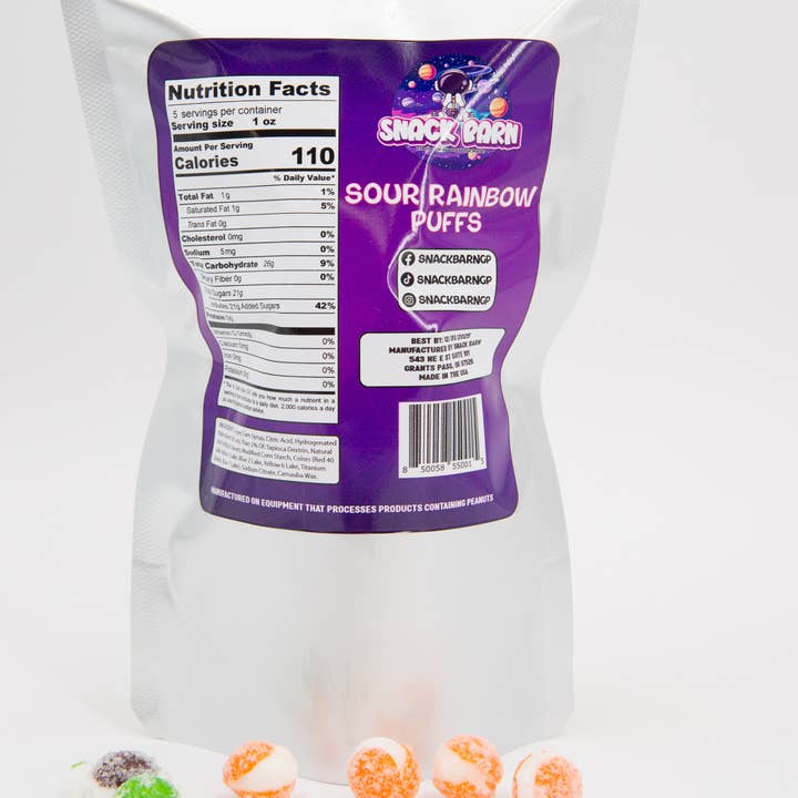 Snack Barn - Wholesale Zuigsnoepjes - Zure Regenboog Puffs Vriesdroogd1