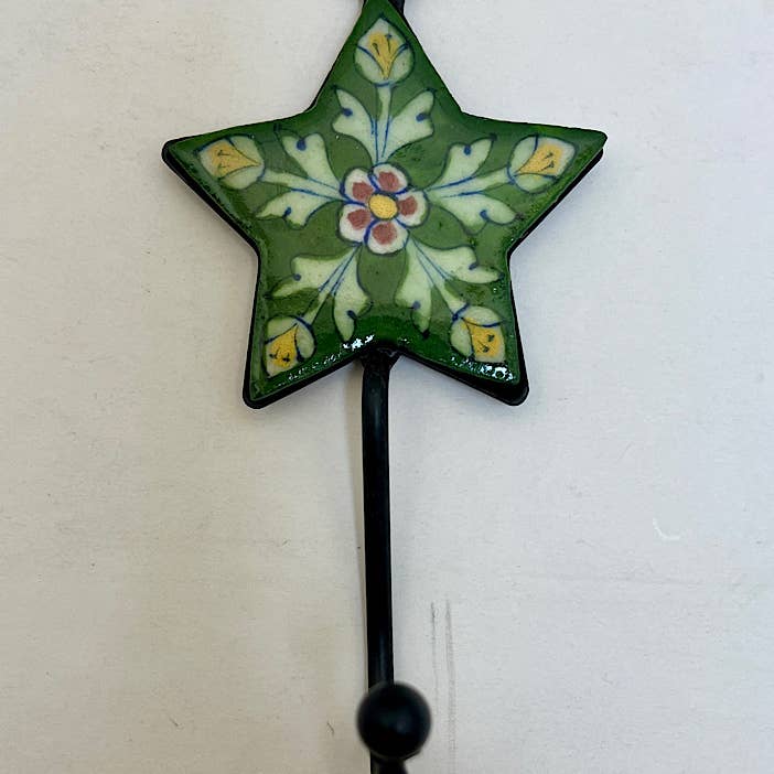 Pottery Hook 2" Star Green for wholesale by natural habitat