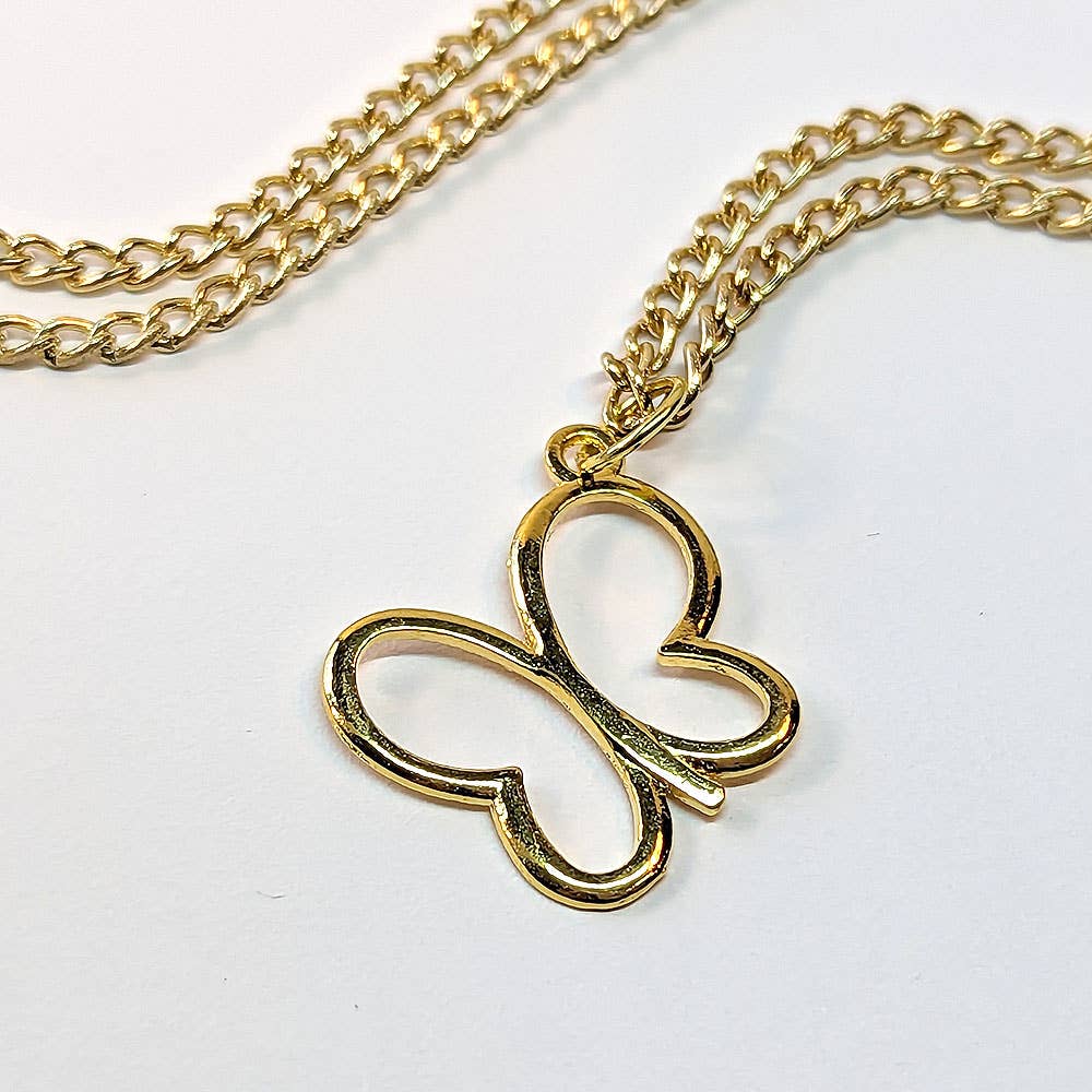 Stylish Jewelry Supply - Wholesale Halskettinghanger - Kleine opengewerkte vlinder ketting van goud2
