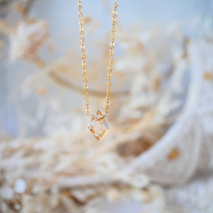 GINANDGER - Wholesale Pendant/Charm Necklace - UTTHAAN Necklace Natural quartz crystal (Gold foil crystal)4