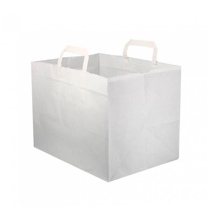 PUNTOQPACK - Wholesale Gift Bag - Wide White Paper Bags Reinforced Flat Handle0