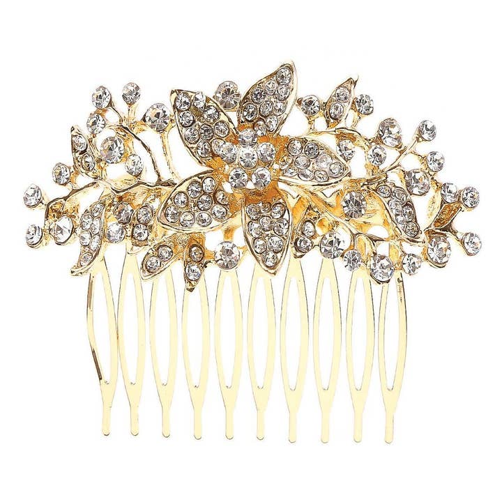 Flower Vine Rhinestone Hair Ornament Comb for wholesale by Diacly