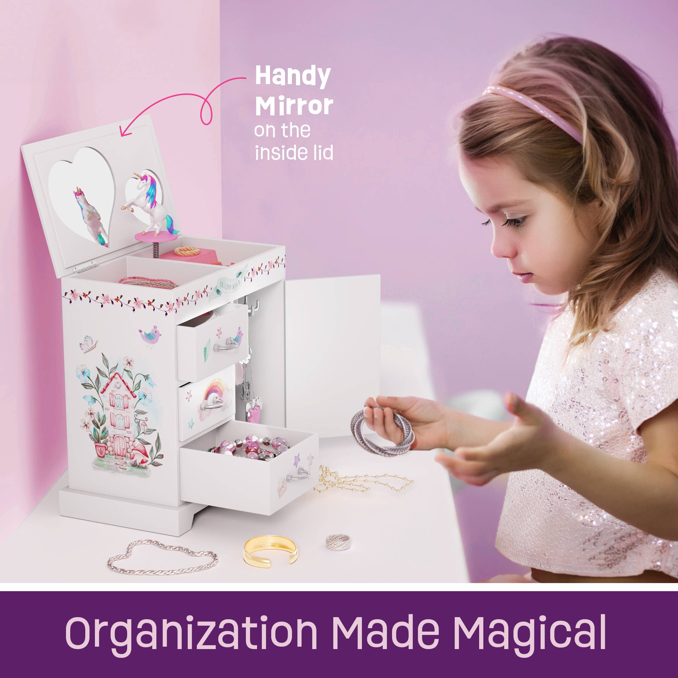 Dan&Darci - Wholesale Jewelry Box/Organizer - Kids - Unicorn Musical Jewelry Box for Kids, Gifts for Girls, Toy1