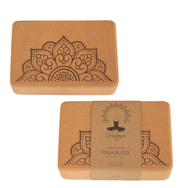 Divasya - Wholesale Yoga Block/Bolster - Cork Yoga Block | medium size | rounded edges | 22.5 x 15 x 7.5 cm8