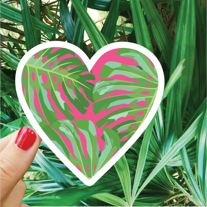 Monstera Heart Sticker for wholesale by Bee Beachey Designs