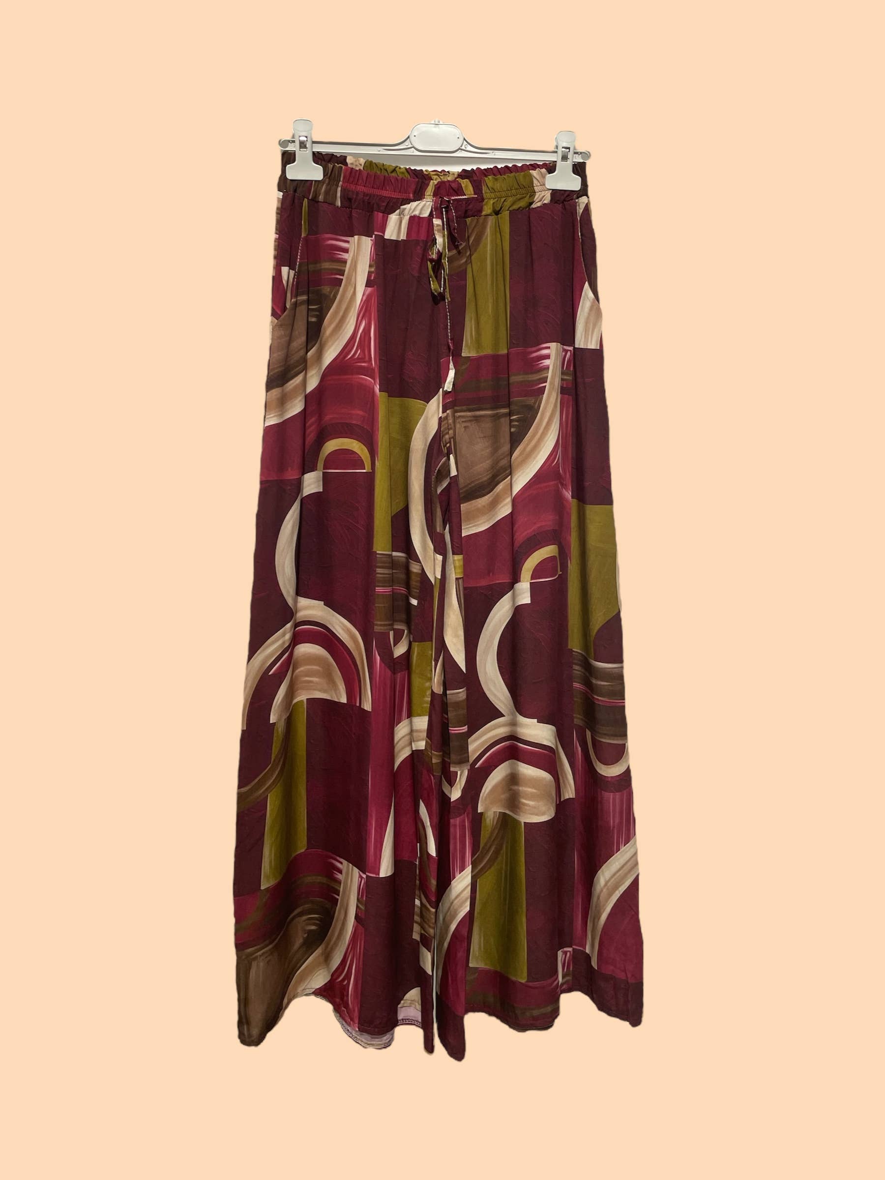 Nota bene – Calças - Mulher por atacado – Calças de viscose estampadas com cintura elástica Art 37182