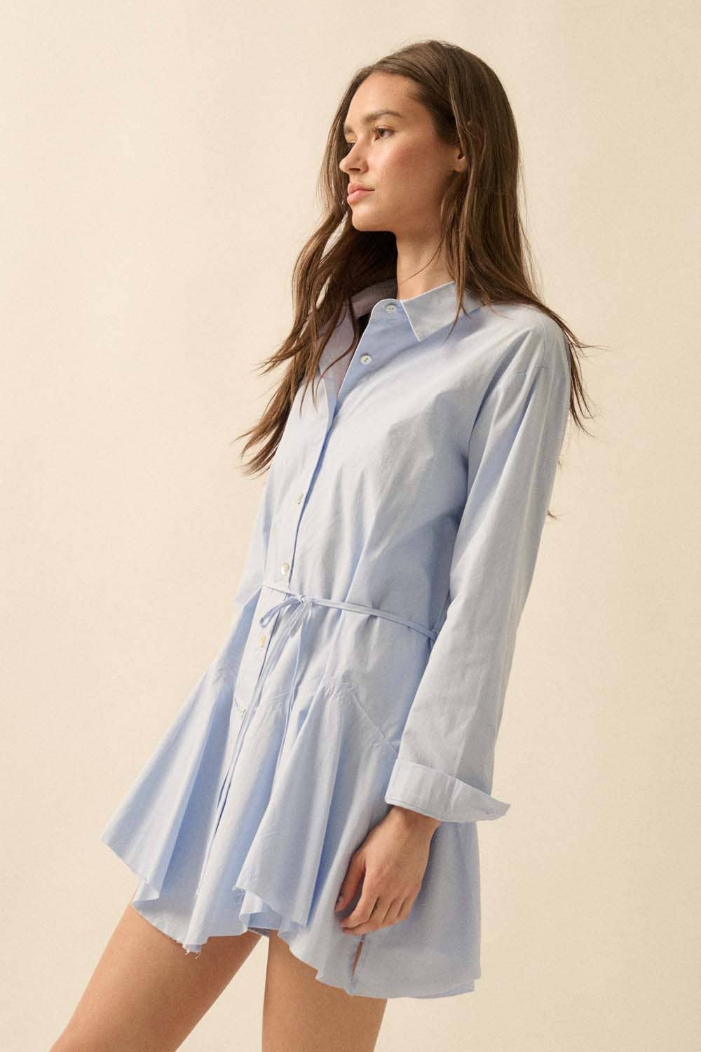 Promesa USA - Wholesale Romper - Women's - Solid Button-Up Belted Handkerchief Shirt Romper16