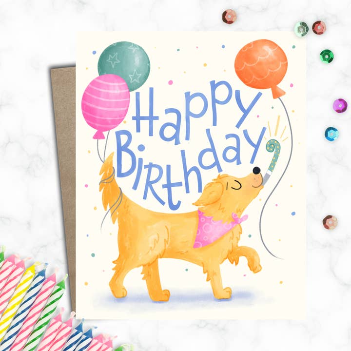 Carte d'anniversaire - Golden Retriever pour la vente par Katie Stack Illustrates