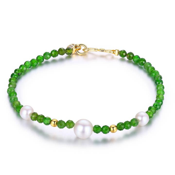 Green Olivine & Pearl Bracelet for wholesale by Timeless Pearl