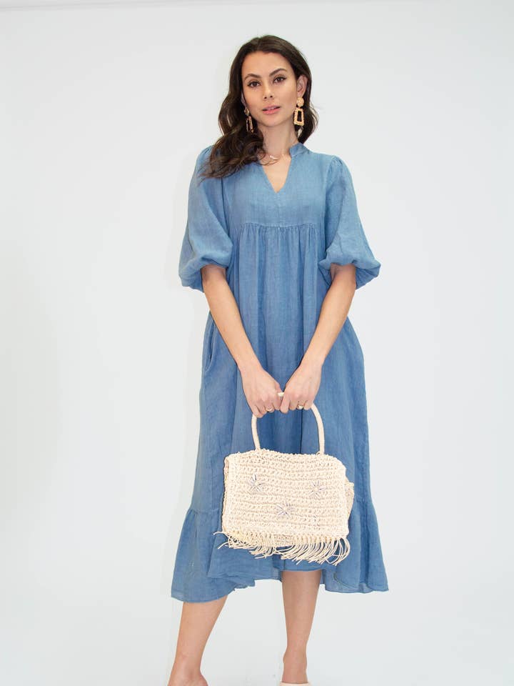 LEL-R1109L linen dress for wholesale by ORNELLA PARIS