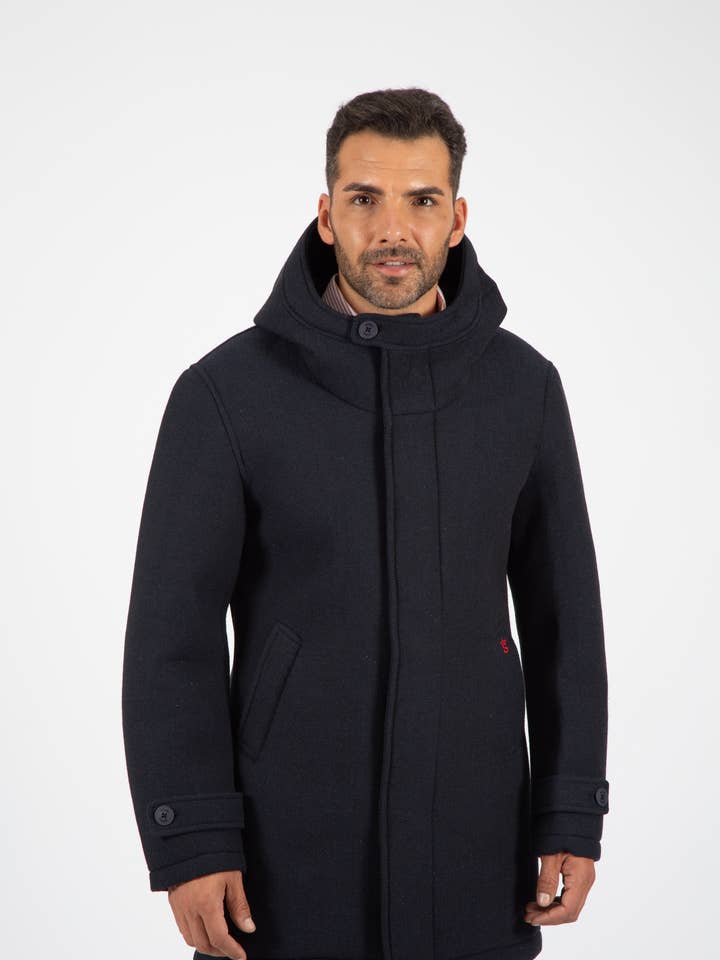 Navy neoprene coat for wholesale by Solera