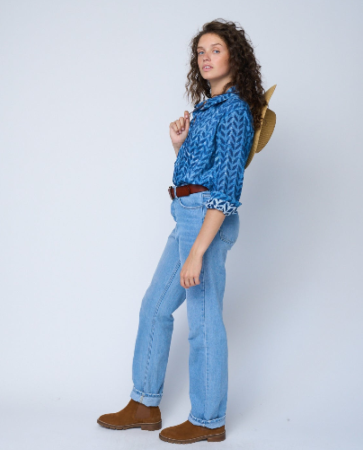 Indigo Chevron God Kæreste Skjorte - Indigo Chevron for engroshandel på Faire1