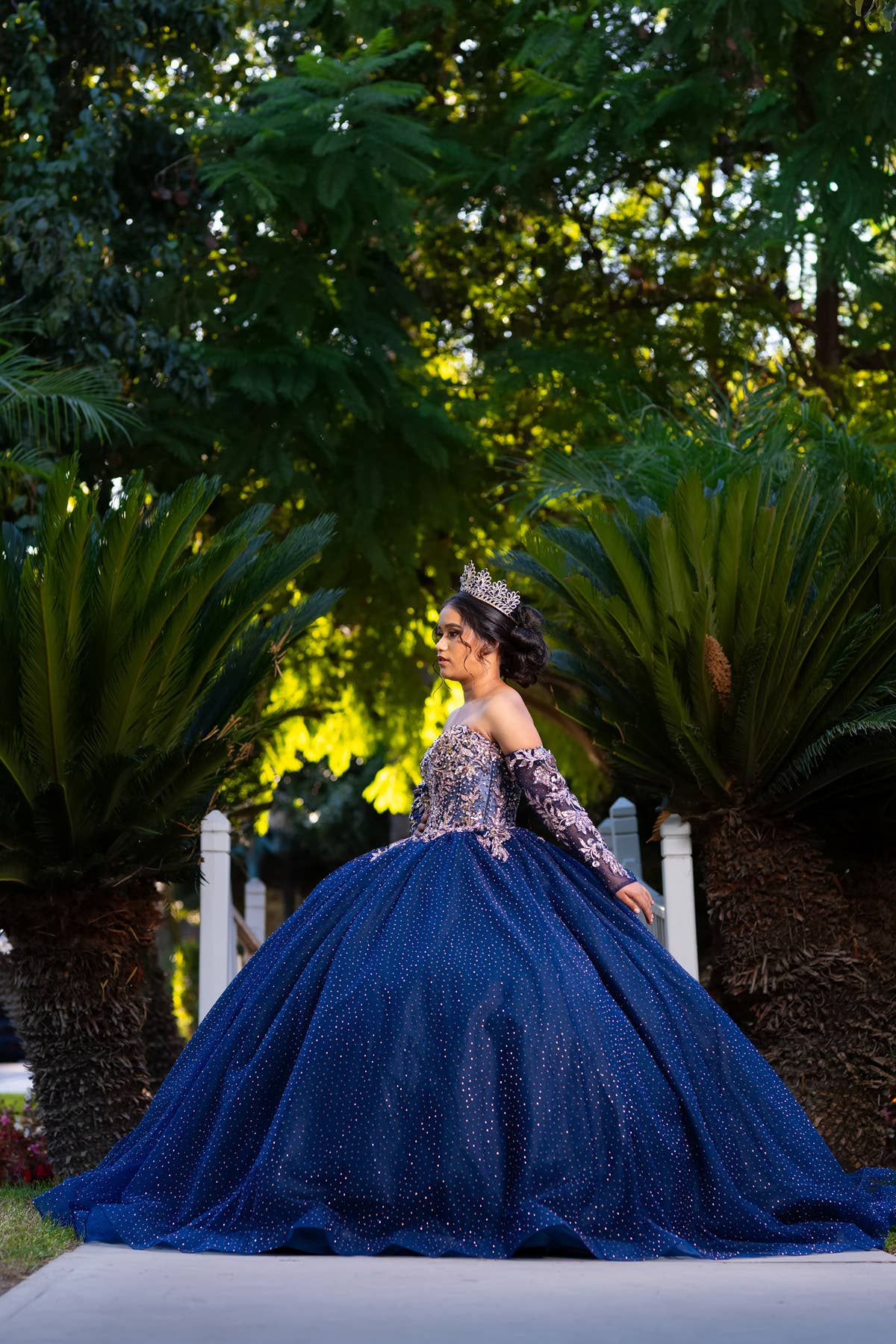 Navy and rose gold quinceanera dress with sleeves CHF3131 for wholesale on Faire5