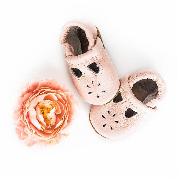 Starry Knight Design - Wholesale Crib Shoes - Baby - Rose Blush T-Strap Leather Baby Shoes & Moccasins Toddler