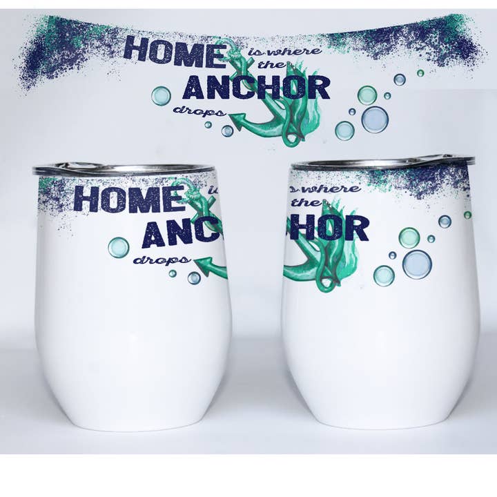 Gobelet à vin ancre nautique | Cadeau de navigation de plaisance en marina pour la vente par The Traveled Lane®